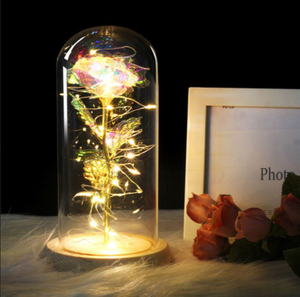 Künstliche ewige Rose LED-Licht in Glasabdeckung Wohnkultur für den Valentinstag